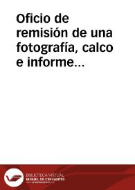 Portada:Oficio de remisión de una fotografía, calco e informe de una estela cántabra localizada en Luriezo, Santander.