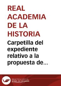 Portada:Carpetilla del expediente relativo a la propuesta de la Junta Superior de Exvaciones y Antigüedades del proyecto de conservación de la Cueva de Altamira.