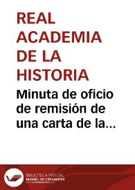 Portada:Minuta de oficio de remisión de una carta de la Comisión de Monumentos sobre el hallazgo de lápidas y cipos en Salamanca, para que informe lo que considere oportuno.