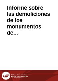 Portada:Informe sobre las demoliciones de los monumentos de Sevilla.