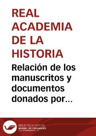 Portada:Relación de los manuscritos y documentos donados por José Martín Jiménez.