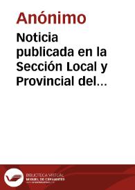 Portada:Noticia publicada en la Sección Local y Provincial del periódico \"El Avisador Numantino\", informando de la visita efectuada el 26 de junio al cerro de Garray, Numancia,  por el 2º Batallón del Regimiento de San Marcial y la colocación de un modesto obelisco conmemorativo.