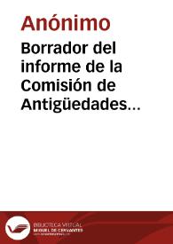 Portada:Borrador del informe de la Comisión de Antigüedades sobre el derribo de la Puerta de Toledo de Talavera de la Reina.