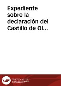 Portada:Expediente sobre la declaración del Castillo de Olite Monumento Nacional.
