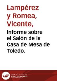 Portada:Informe sobre el Salón de la Casa de Mesa de Toledo.