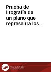 Portada:Prueba de litografía de un plano que representa los lagos o almarjales de Almenara, en papel español.
