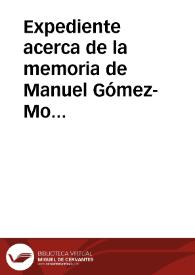 Portada:Expediente acerca de la memoria de Manuel Gómez-Moreno sobre los dólmenes de Antequera.