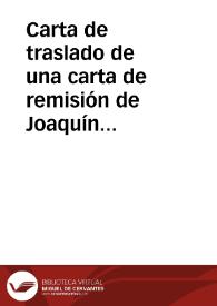 Portada:Carta de traslado de una carta de remisión de Joaquín María Bover de varias antigüedades, así como de la undécima entrega de la Historia de Mallorca.