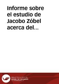 Portada:Informe sobre el estudio de Jacobo Zóbel acerca del plomo de Gádor.