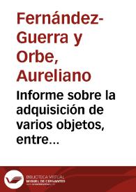 Portada:Informe sobre la adquisición de varios objetos, entre ellos una falcata, descubiertos en una sepultura ibérica cerca de Almedinilla, provincia de Córdoba.