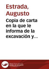 Portada:Copia de carta en la que le informa de la excavación y hallazgo de varias sepulturas ibéricas y objetos de hierro en el Cerro de la Cruz de Almedinilla, Córdoba.