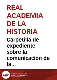 Portada:Carpetilla de expediente sobre la comunicación de la declaración de Monumento Histórico Artístico Nacional a la iglesia de San Pedro de Caracena (Soria).