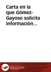 Portada:Carta en la que Gómez-Gayoso solicita información sobre la forma de pago de un libro de Numismática.