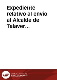 Portada:Expediente relativo al envío al Alcalde de Talavera de la Reina las capillas del Boletín sobre las inscripciones del monumento al P. Juan de Mariana.