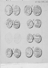 Portada:Ilustración de las monedas 1 al 7 de las donadas a la Real Academia de la Historia por su académico correspondiente Joaquín Rubio.