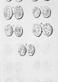 Portada:Ilustración de las monedas 8 a 12 de las donadas a la Real Academia de la Historia por su académico correspondiente Joaquín Rubio.