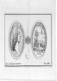 Portada:Dibujo de una medalla de Fernando VI, 1752 entregada a la Secretaria de la Real Academia de la Historia en 1916.