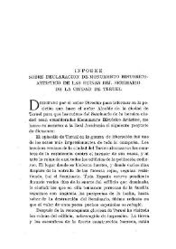 Portada:Informe sobre declaración de Monumento Histórico-Artístico de las ruinas del Seminario de la ciudad de Teruel / A. González Palencia