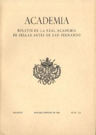 Portada:Academia : Boletín de la Real Academia de Bellas Artes de San Fernando. Segundo semestre 1966. Núm. 23. Preliminares e índice