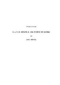 Portada:S.A.R. el Infante D. José Eugenio de Baviera / por José Subirá