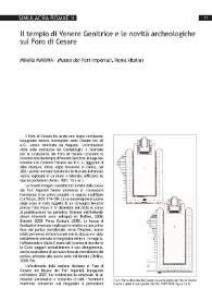Portada:Il tempio di Venere Genitrice e le novità archeologiche sul Foro di Cesare / Milella Marina