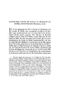 Portada:Cartas del Conde de Ofalia al Marqués de Espeja, Ministro en Francia (1838) / El Marqués de Saltillo
