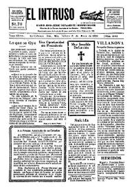 Portada:Diario Joco-serio netamente independiente. Tomo XXVI, núm. 2061, sábado 19 de mayo de 1928