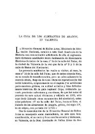 Portada:La casa de los Almirantes de Aragón, en Valencia / Elías Tormo