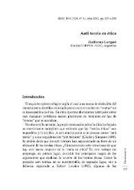 Portada:Anti teoría en ética / Guillermo Lariguet
