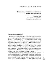 Portada:Naturaleza y funciones del Derecho  :  dos preguntas siamesas / Giovanni Tuzet