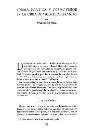 Portada:Forma poética y cosmovisión en la obra de Vicente Aleixandre / por Eugenio de Nora
