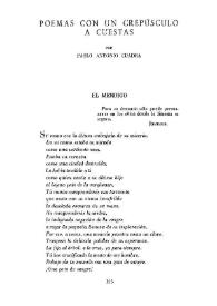 Portada: Poemas con un crepúsculo a cuestas / por Pablo Antonio Cuadra