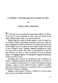 Portada:La defensa y recuperación de las obras de arte / por Enrique Pérez Comendador