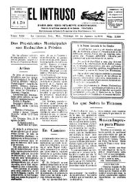 Portada:Diario Joco-serio netamente independiente. Tomo XXV, núm. 2538, domingo 18 de agosto de 1929