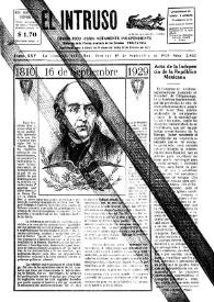 Portada:Diario Joco-serio netamente independiente. Tomo XXV, núm. 2562, domingo 15 de septiembre de 1929
