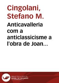 Portada:Anticavalleria com a anticlassicisme a l'obra de Joan Roís de Corella / Stefano M. Cingolani