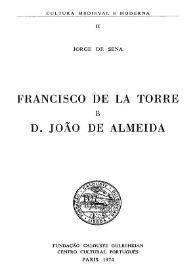Portada:Francisco de la Torre e D. João de Almeida / Jorge de Sena