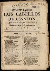 Portada:Comedia famosa, Los cabellos de Absalon / de Don Pedro Calderón