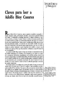 Portada:Claves para leer a Adolfo Bioy Casares / Graciela Scheines