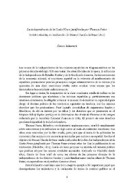 Portada:\"La independencia de la Costa Firme justificada por Thomas Paine treinta años ha\", en traducción de Manuel García Sena (1811) / Álvaro Echeverri