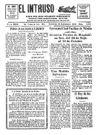 Portada:Diario Joco-serio netamente independiente. Tomo XXIX, núm. 2873, miércoles 24 de septiembre de 1930 [sic]