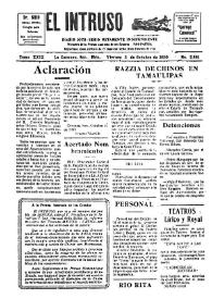 Portada:Diario Joco-serio netamente independiente. Tomo XXIX, núm. 2881, viernes 3 de octubre de 1930