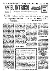 Portada:Diario Joco-serio netamente independiente. Tomo XXIX, núm. 2889, domingo 12 de octubre de 1930