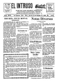 Portada:Diario Joco-serio netamente independiente. Tomo XXIX, núm. 2894, sábado 18 de octubre de 1930