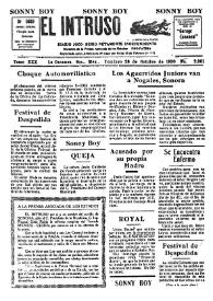 Portada:Diario Joco-serio netamente independiente. Tomo XXX, núm. 2901, domingo 26 de octubre de 1930