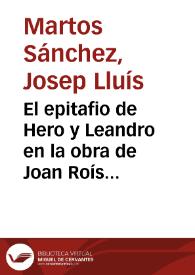 Portada:El epitafio de Hero y Leandro en la obra de Joan Roís de Corella / Josep Lluís Martos Sánchez