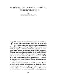Portada:El espíritu de la poesía española contemporánea / por Pedro Laín Entralgo