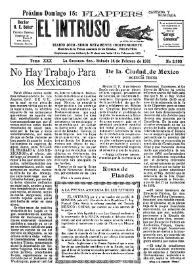 Portada:Diario Joco-serio netamente independiente. Tomo XXX, núm. 2993, sábado 14 de febrero de 1931