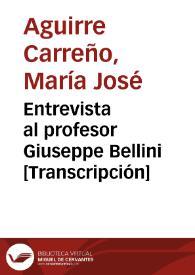 Portada:Entrevista al profesor Giuseppe Bellini [Transcripción] / María José Aguirre Carreño