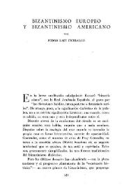 Portada:Bizantinismo europeo y bizantinismo americano / por Pedro Laín Entralgo